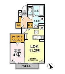 アペーゴ　Ａ 1階1LDKの間取り