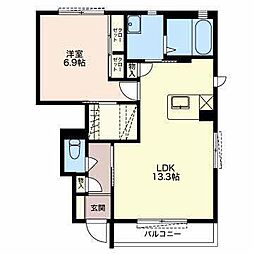 ラ・ルーチェ 1階1LDKの間取り