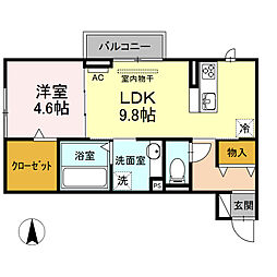 エミールA 1LDKの間取図画像
