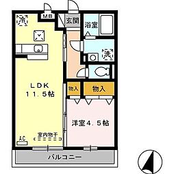 グランシャリオ御園 1LDKの間取図画像