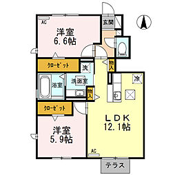 エトワールA 2LDKの間取図画像