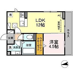 D-square湊町2 1LDKの間取図画像