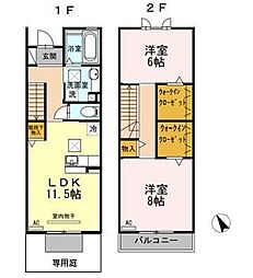 プレミール 2LDKの間取図画像