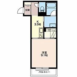 ロータスプランシェ向山 1Kの間取図画像