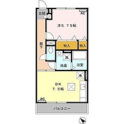 ブランヴィラージュA 1DKの間取図画像