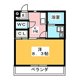 シャトー南 1Kの間取図画像