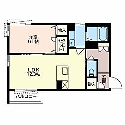 ロジュマンエスト 1LDKの間取図画像