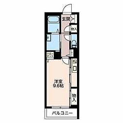 アルカディア大橋通 ワンルームの間取図画像