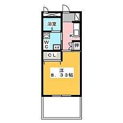 シャン・ド・フルール 1Kの間取図画像