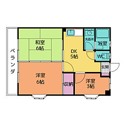 一宮パークハイツ 3Kの間取図画像