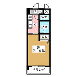 クリエイティブ一宮 4階1Kの間取り