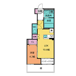 M’sルミナス 1階1LDKの間取り