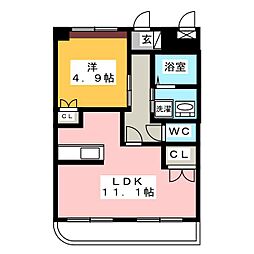 シャンビラージュ 1LDKの間取図画像