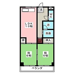 宇佐見マンション 2LDKの間取図画像