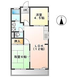シャトー一宮 2LDKの間取図画像