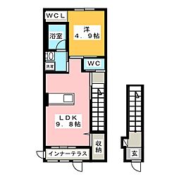 エスポア森本1 1LDKの間取図画像