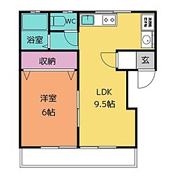 ホーエーハイツ 1LDKの間取図画像