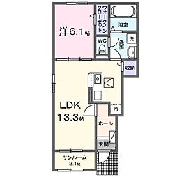 クレストコート瀬部 B 1LDKの間取図画像
