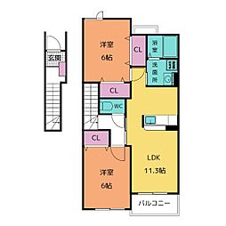 セコイアA 2LDKの間取図画像