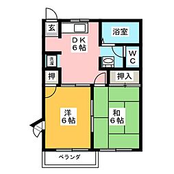 パルハウス 2DKの間取図画像