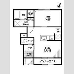 リーブルファイン本神戸 1LDKの間取図画像