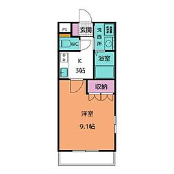 グランチェスタウエスト 1Kの間取図画像