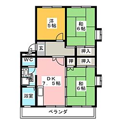 若竹マンション 3DKの間取図画像