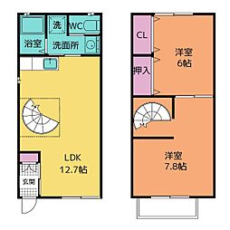ノーヴァビレッジ 2LDKの間取図画像