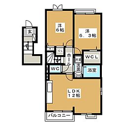 べるのーぶ西大海道 2LDKの間取図画像