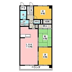 アルバインローズイッセイ 3LDKの間取図画像