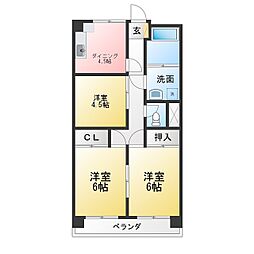 コーポレインボー 3DKの間取図画像