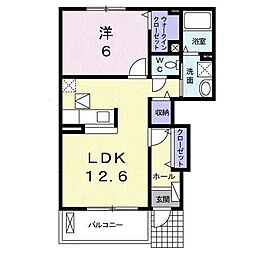 プラシード・KA 1LDKの間取図画像