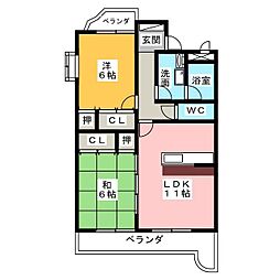 パークメゾン森本 2LDKの間取図画像
