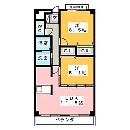 メゾン・ド・ソレイユ 2LDKの間取図画像