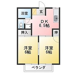 ムツワハイツ1 2DKの間取図画像