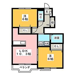 アンソリューム 2LDKの間取図画像