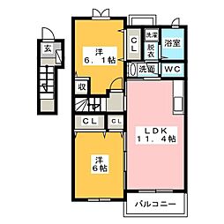 メゾン・ド・グレイス 2LDKの間取図画像