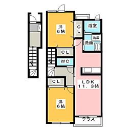 フレスクーラA 2LDKの間取図画像
