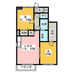 ラ・グランデ杉1 2LDKの間取図画像
