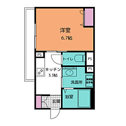 スリジェ城崎 1Kの間取図画像