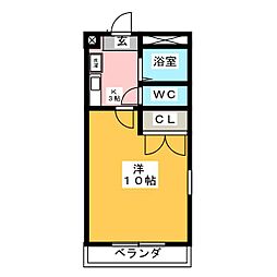 ハイステージ塩浜 1階1Kの間取り