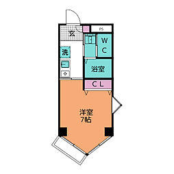 ラ・ミ・ア・カーサ 4階1Kの間取り
