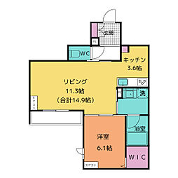 リボーンＫＫＲ 3階1LDKの間取り