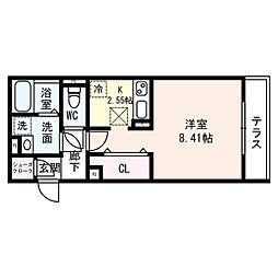 Ｈｅｒｍｉｔａｇｅ羽根（エルミタージュハネ） 2階1Kの間取り