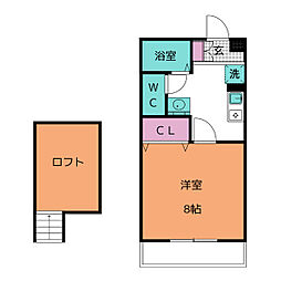 Ｕｐ　Ｂｅａｔ　（アップビート） 2階1Kの間取り