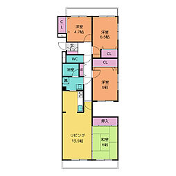 アルファメゾン柱 3階4LDKの間取り
