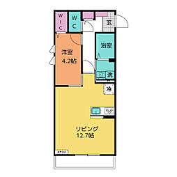 スターダスト八帖北 1階1LDKの間取り