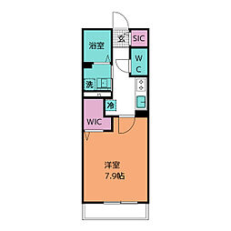 スターダスト八帖北 1階1Kの間取り