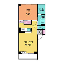 Mauve Lumiere　（モーヴルミエール） 2階1LDKの間取り