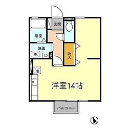 セジュールゆたか 1階ワンルームの間取り